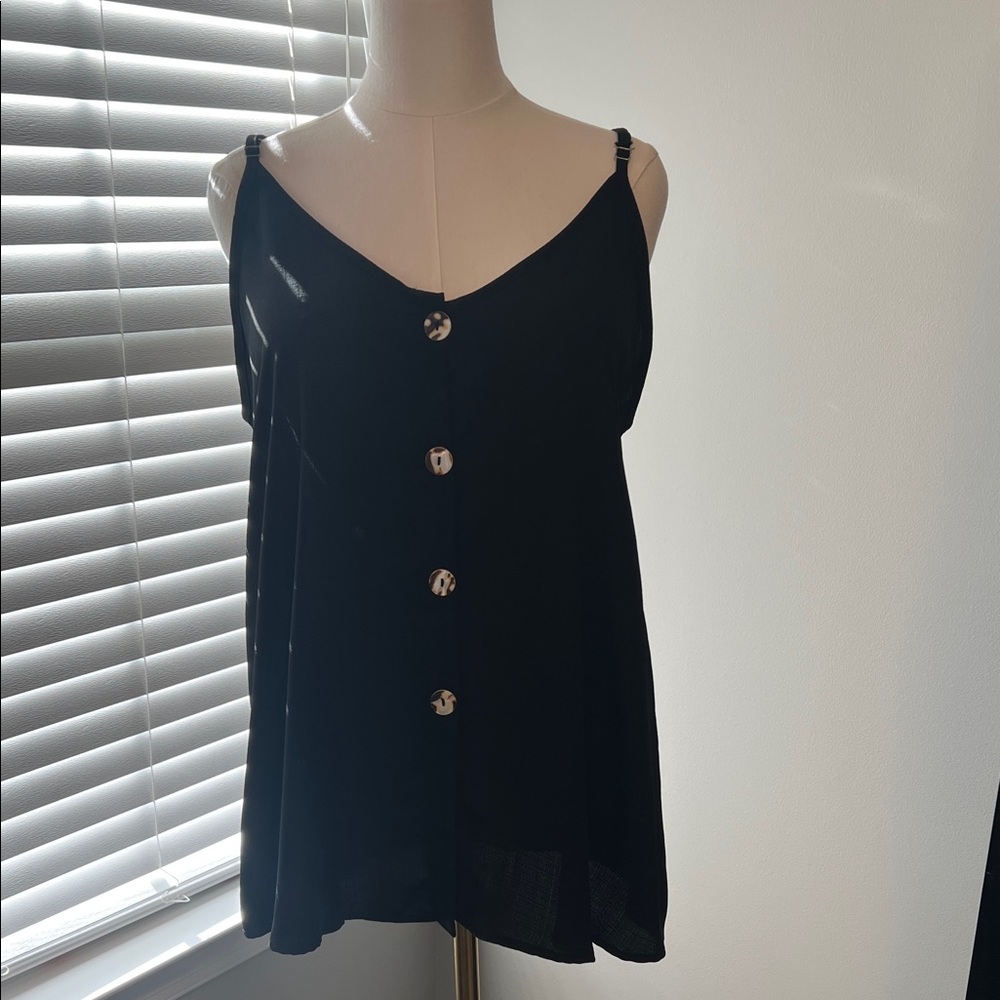NWT White Birch Black Button-Front Camisole